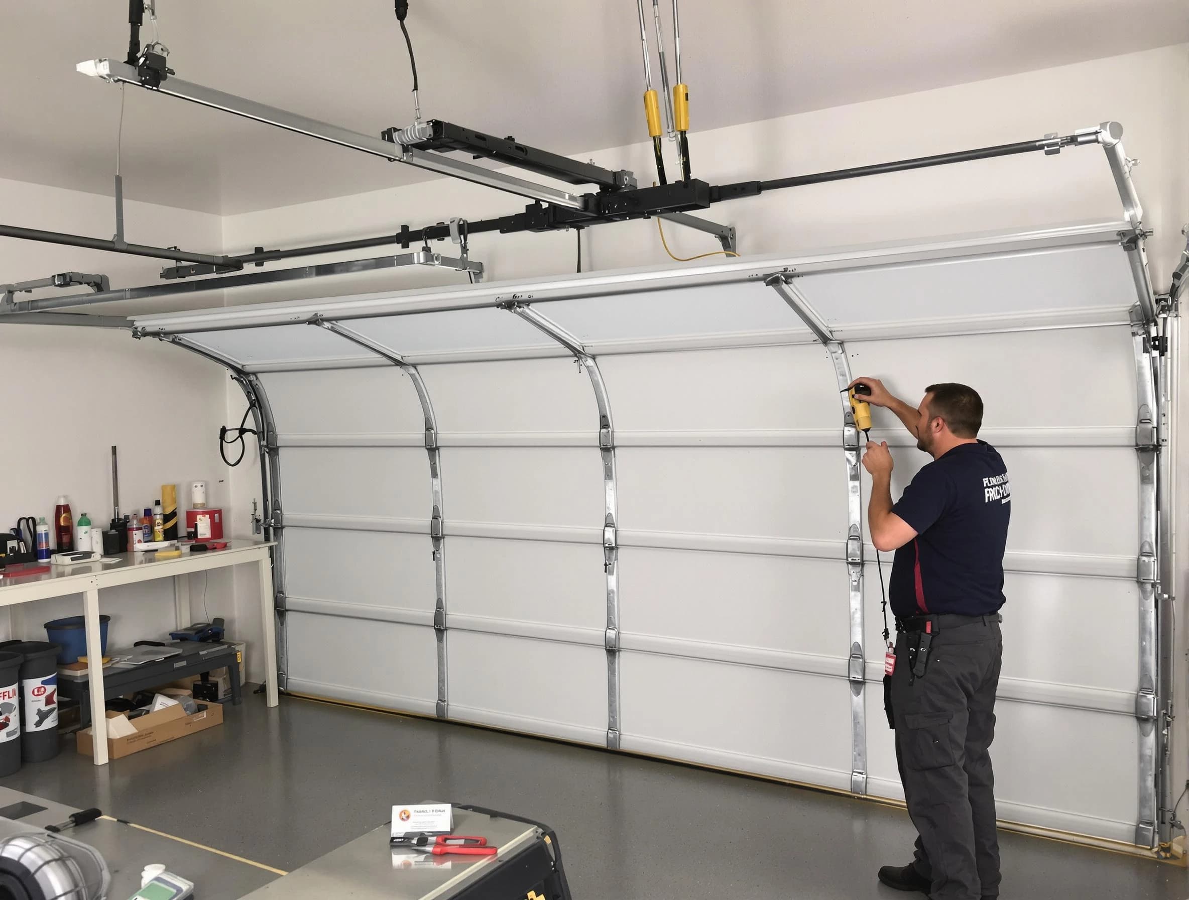 North Salt Lake Garage Door Repair certified technician performing overhead door system repair in North Salt Lake