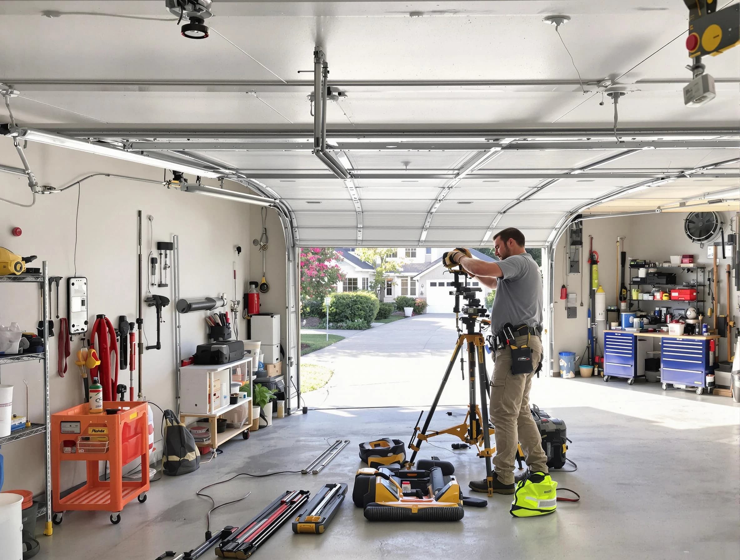 North Salt Lake Garage Door Repair specialist performing laser-guided track alignment in North Salt Lake