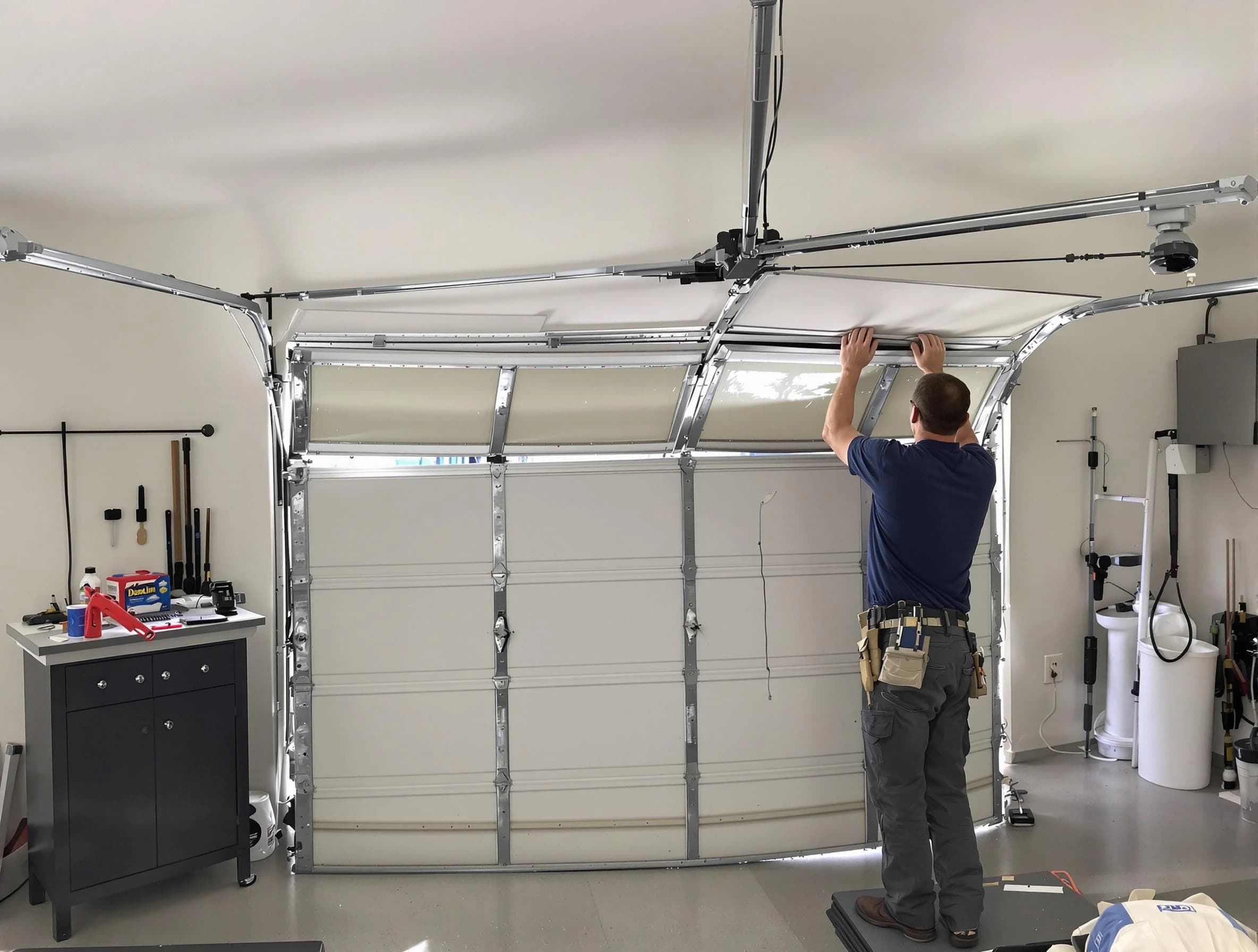 North Salt Lake Garage Door Repair specialist performing precise section replacement on North Salt Lake garage door
