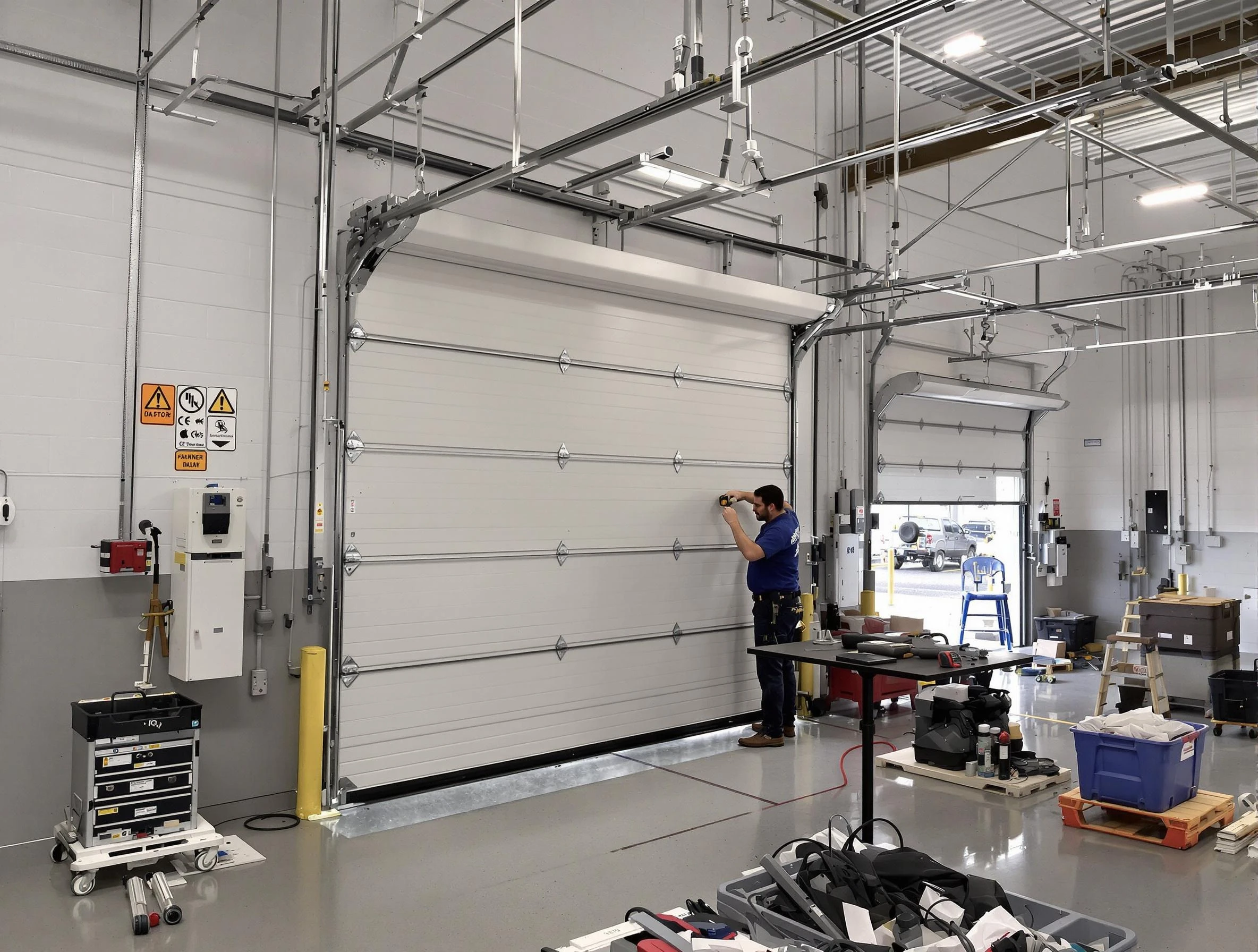 Commercial garage door repair being performed by North Salt Lake Garage Door Repair expert in North Salt Lake