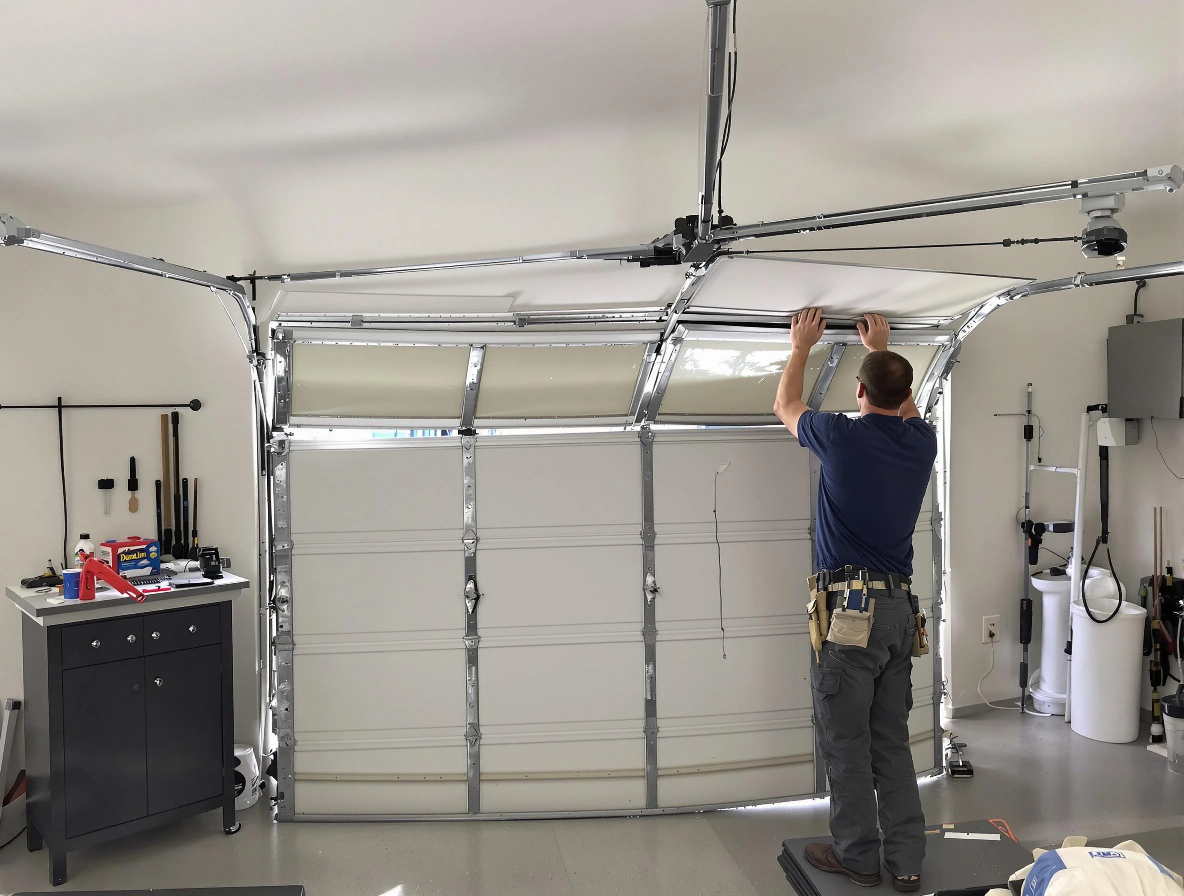 North Salt Lake Garage Door Repair specialist performing precise section replacement on North Salt Lake garage door